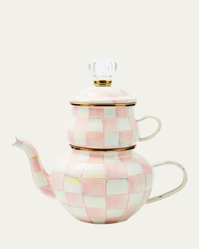 Mackenzie-childs Rosy Check Enamel High Tea Set In Multi