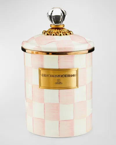 Mackenzie-childs Rosy Check Enamel Medium Canister In Pink