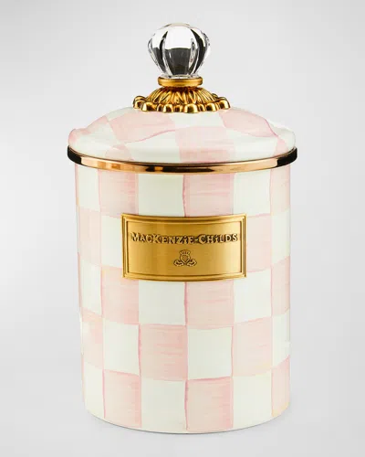 MACKENZIE-CHILDS ROSY CHECK ENAMEL CANISTER, MEDIUM