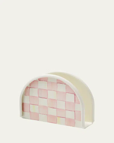 Mackenzie-childs Rosy Check Enamel Napkin Holder In Pink