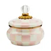 Mackenzie-childs Mackenzie Childs Rosy Check Enameled Steel Squashed Pot In Multi