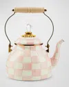 MACKENZIE-CHILDS ROSY CHECK ENAMEL TEA KETTLE, 2 QUARTS