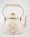 MACKENZIE-CHILDS ROSY CHECK ENAMEL TEA KETTLE, 3QT.