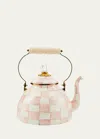 MACKENZIE-CHILDS ROSY CHECK ENAMEL TEA KETTLE, 3QT.