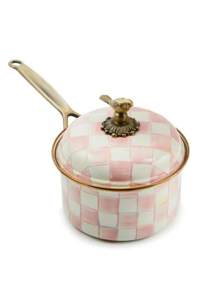 Mackenzie-childs Mackenzie Childs Rosy Check Enameled Steel 2.5-quart Saucepan In Pink