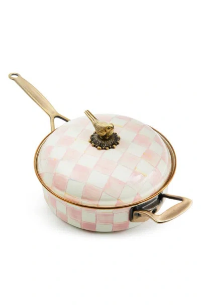 Mackenzie-childs Mackenzie Childs Rosy Check Enameled Steel 3-quart Sauté Pan In Pink