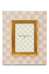Mackenzie-childs Mackenzie Childs Rosy Check Enameled Steel 4 X 6-inch Picture Frame In Pink