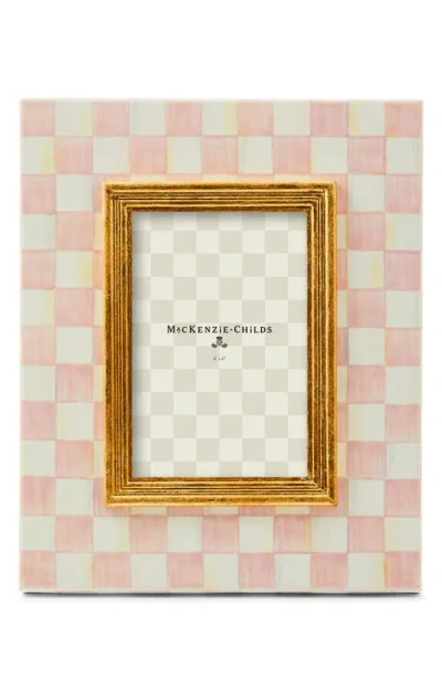 Mackenzie-childs Mackenzie Childs Rosy Check Enameled Steel 4 X 6-inch Picture Frame In Pink