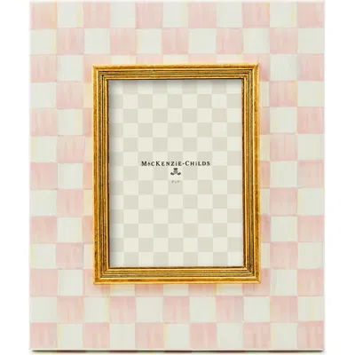 Mackenzie-childs Mackenzie Childs Rosy Check Enameled Steel 5 X 7-inch Picture Frame In Pink