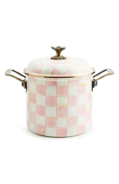 Mackenzie-childs Mackenzie Childs Rosy Check Enameled Steel 7-quart Stock Pot In Pink