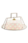 Mackenzie-childs Mackenzie Childs Rosy Check Enameled Steel Cake Carrier In Pink