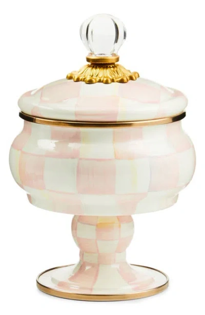 Mackenzie-childs Mackenzie Childs Rosy Check Enameled Steel Curiosity Pot In Pink