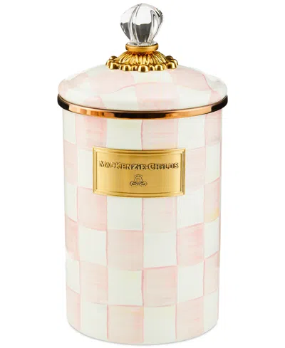 MACKENZIE-CHILDS ROSY CHECK ENAMELED STEEL LARGE CANISTER