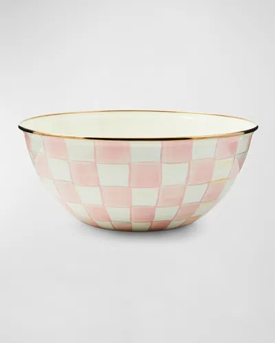 Mackenzie-childs Rosy Check Enamel Everyday Bowl, Large In Pink