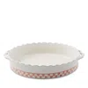 Mackenzie-childs Rosy Check Everyday Large Oval Baker In White