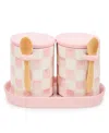 Mackenzie-childs Rosy Check Farmhouse Canisters, Set Of 2 In Multi