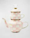 Mackenzie-childs Rosy Check High Tea Set