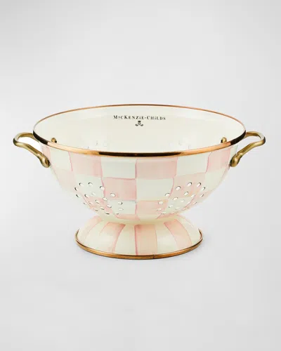 MACKENZIE-CHILDS ROSY CHECK ENAMEL COLANDER, LARGE