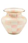 Mackenzie-childs Mackenzie Childs Rosy Check Large Enameled Steel Vase In Pink
