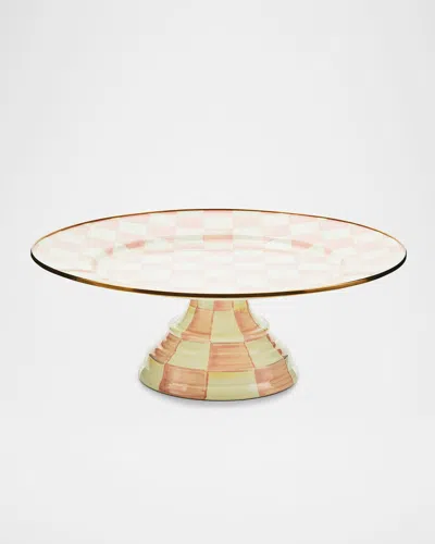 MACKENZIE-CHILDS ROSY CHECK LARGE PEDESTAL PLATTER
