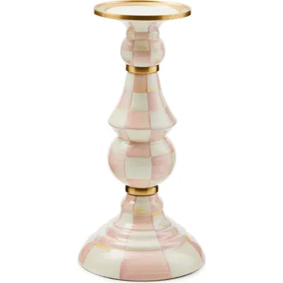 Mackenzie-childs Mackenzie Childs Rosy Check Large Pillar Candleholder In Pink