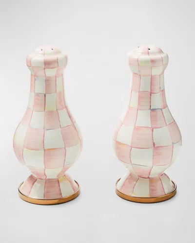 Mackenzie-childs Rosy Check Large Salt & Pepper Shakers In Pink