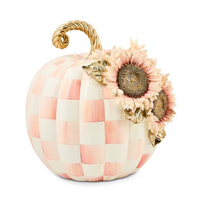 Mackenzie-childs Rosy Check Large Sunflower Pumpkin In Pink