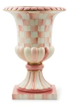 Mackenzie-childs Mackenzie Childs Rosy Check Pedestal Tabletop Urn In Pink