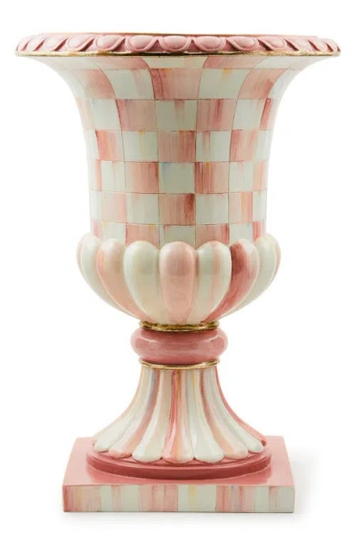 Mackenzie-childs Mackenzie Childs Rosy Check Pedestal Tabletop Urn In Pink
