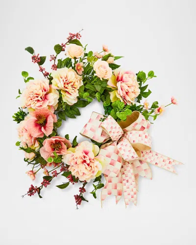 Mackenzie-childs Rosy Check Rose 26" Wreath In Multi