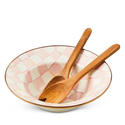 Mackenzie-childs Rosy Check Salad Serving Set In Pink