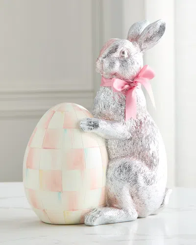 Mackenzie-childs Rosy Check Silver Foil Bunny In Pink