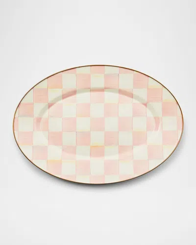 Mackenzie-childs Rosy Check Small Oval Platter In Pink
