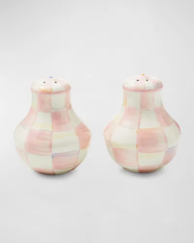 MACKENZIE-CHILDS ROSY CHECK SMALL SALT & PEPPER SHAKERS
