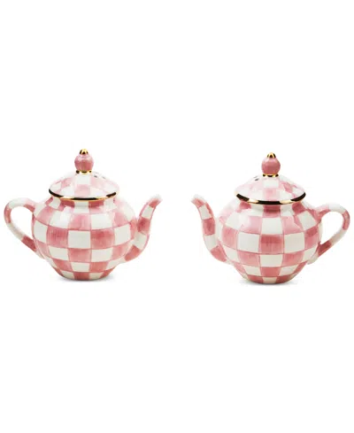 MACKENZIE-CHILDS ROSY CHECK TEAPOT SALT & PEPPER SET