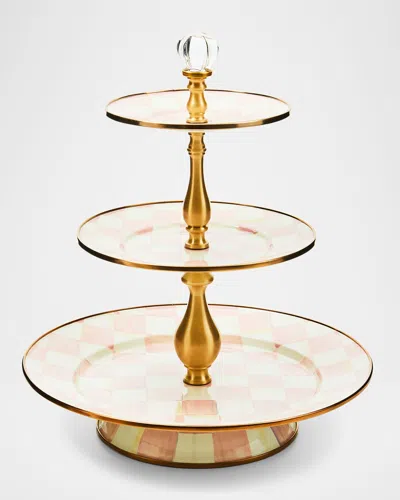 MACKENZIE-CHILDS ROSY CHECK THREE-TIER SWEET STAND