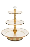 Mackenzie-childs Mackenzie Childs Rosy Check Three Tier Sweet Stand In Gold