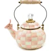Mackenzie-childs Mackenzie Childs Rosy Check Whistling Tea Kettle In Pink