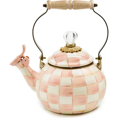 Mackenzie-childs Mackenzie Childs Rosy Check Whistling Tea Kettle In Pink