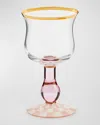 Mackenzie-childs Rosy Check Wine Glass
