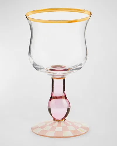 Mackenzie-childs Rosy Check Wine Glass In Multi