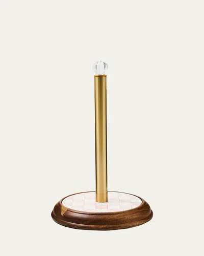 Mackenzie-childs Rosy Check Wood Paper Towel Holder