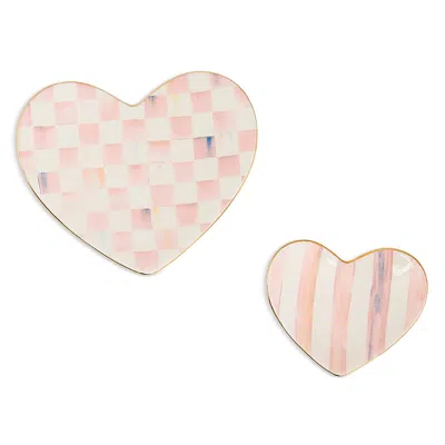 Mackenzie-childs Rosy Heart Trinket Dishes, Set Of 2 In Pink