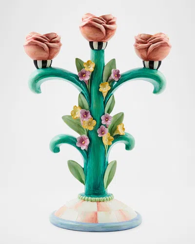 Mackenzie-childs Rosy Meadow Candelabra In Pink