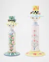 Mackenzie-childs Rosy Meadow Lady Candle Holders, Set Of 2