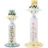 Mackenzie-childs Mackenzie Childs Rosy Meadow Set Of 2 Lady Candleholders In Multi