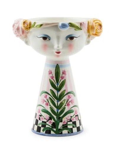 Mackenzie-childs Rosy Meadow Short Lady Vase In Multi