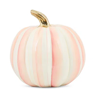 Mackenzie-childs Rosy Stripe Medium Pumpkin In Pink