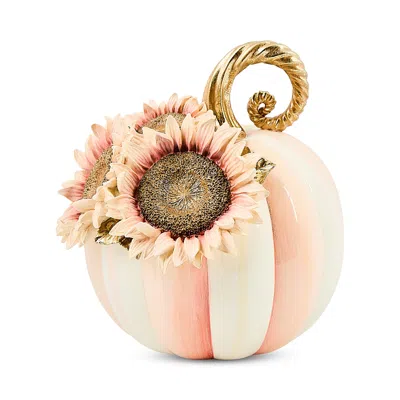 Mackenzie-childs Rosy Stripe Small Sunflower Pumpkin In Pink