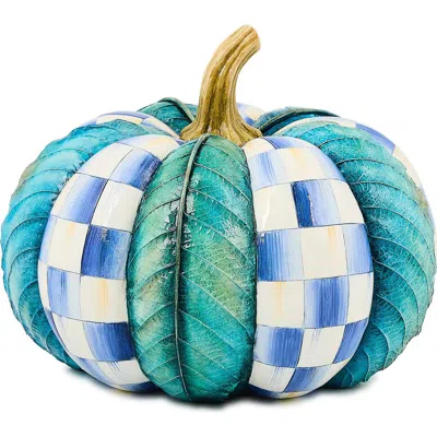 Mackenzie-childs Mackenzie Childs Royal Autumn Leaf Medium Pumpkin In Blue
